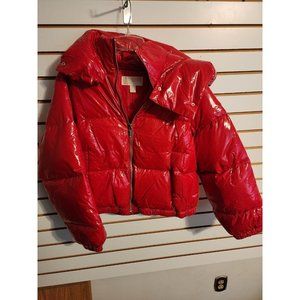 Michael Kors red puffer Shiny Jacket women’s size Small Oversized